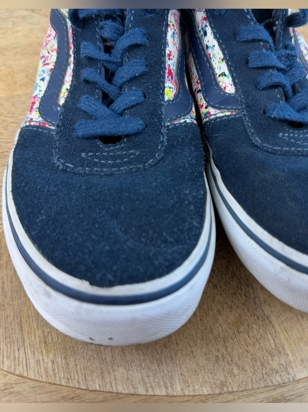 •VANS• Kids blue suede and floral shoes size 2Y